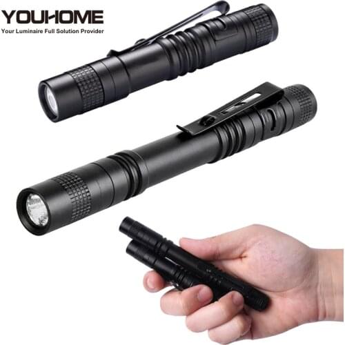 Portable Mini flashlight 1000 lumens 1 Switch Mode waterproof AAA battrey Small Penholder Pen Light For dentist Camping hunting