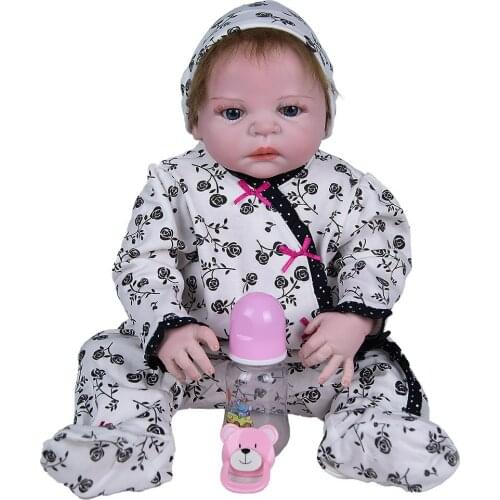 KEIUMI 23 Inch Reborn Baby Doll Collection Toy Full Silicone Body Realistic For Birthday PresentKids Gift