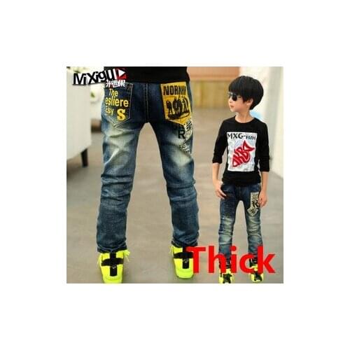 Retail High quality winter kids pants baby thick boys jeans children jeans warm for boys casual denim pants 3-12Y kids clothing