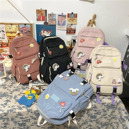 Fashion Women Backpack Cute Nylon Waterproof Bookbag Kawaii School Bags For Teenager Girl 2021 Students School Backpack