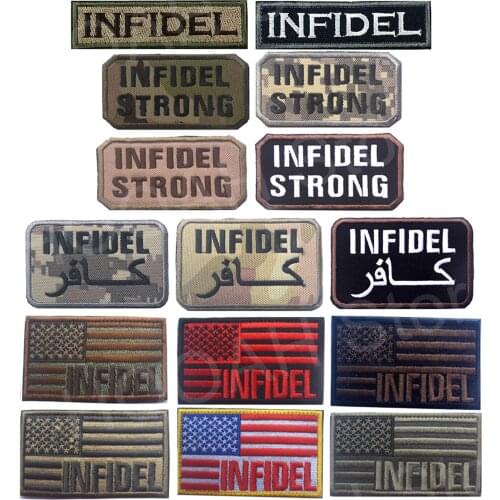 Infidel Strong Patch American flag Tactical Infidel Arabic ISAF Multicam Woodland Desert SWAT ACU CRUSADER Badge Patches