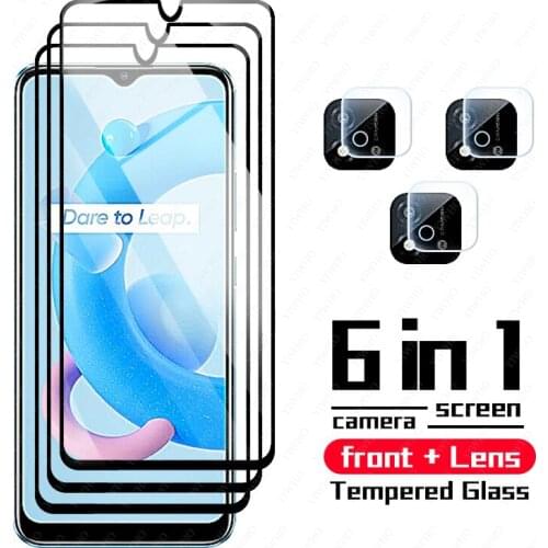 Glass on Realme c20 Tempered Glass For Oppo Realme c20 HD black Screen Protector Phone back camera lens Protective glass