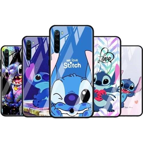 Stitch cute cartoon for Xiaomi Redmi K40 K30 K20 Pro Plus 9C 9A 9 8A 7 Luxury Shell Tempered Glass Phone Case Cover