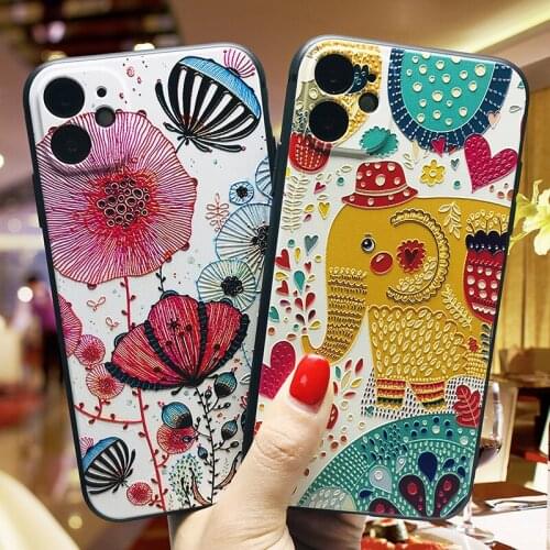 Embossed creativity Case for iphone 11Pro Max X XS MAX XR 6 7 8 Top-end Mobile Cell Phone Case Fiber Comfortable Painted Cover