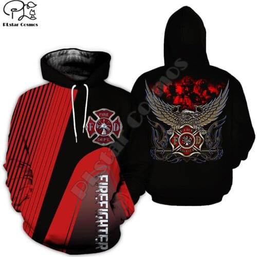 Men Unisex harajuku USA Firefighter Skull print 3d hoodie America Sweatshirt zipper women Pullover streetwear jacket tracksuit 1