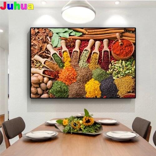 Grains Spices Spoon Kitchen Food full drill 5d Diy Diamond Painting Diamond Embroidery diamond Stitch Mosaic home decor