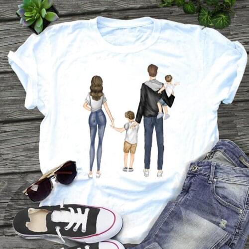 Women Graphic family son fashion cute love mom mother Cartoon Print Short Sleeve Female Clothes Tops Tees Tshirt T-Shirt