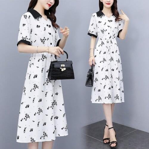 Womens Shirt Summer Plus Size M-4XL Dress XXXL 3XL XXXXL Loose Blouses Blusas Casual A-Line Holiday Dress Clothes For 90KG Woman