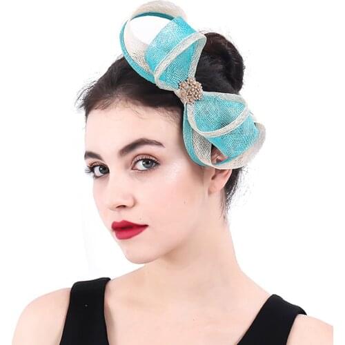 Women Bow Sinamay Flower Fascinator Headwear Elegant Ladies Hair Accessories Wedding Hair Clips Party Floral Headband SYF400