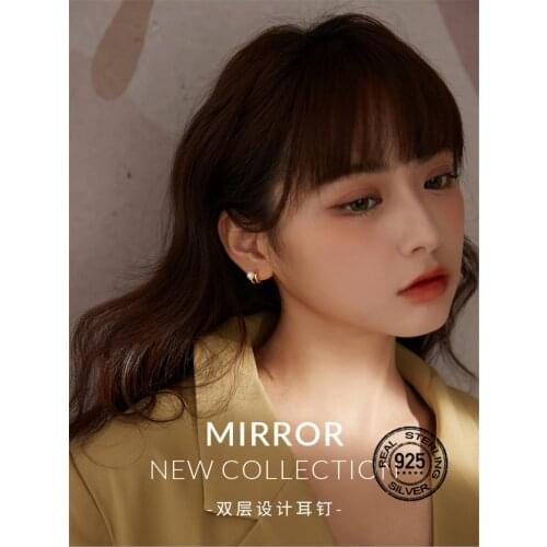 S925 Silver Gold Hoop Earrings For Women Double-Layer Temperament Pearl New Design INEFFA Romantic Cute Mini Gift Anti-Allergic