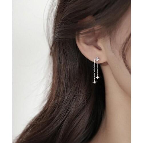 925 Sterling Silver Star Long Tassel Earrings for Women Wedding Party Jewelry New Arrival Brincos de Prata