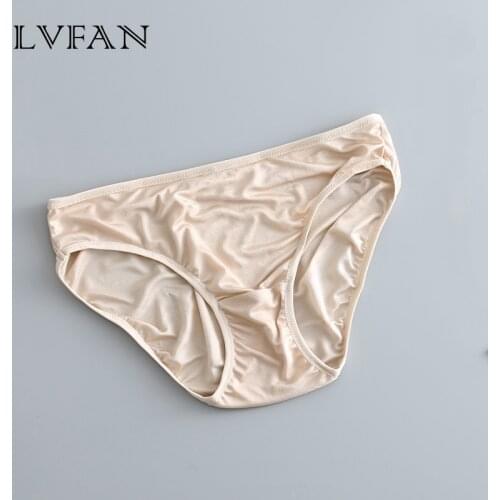 Low-rise Female Briefs Nature Silk Solid Thin Women Basic Style Sexy Underwear Pink Young Girls Under-pant Pants LVFAN GT-034