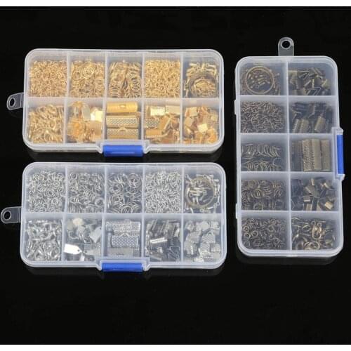 1 Box/bag 3 Colors Single ring/Lobster clasp/Tail chain/Clip buckle/Drop Kit/Messenger Box for DIY Necklace Jewelry Makings