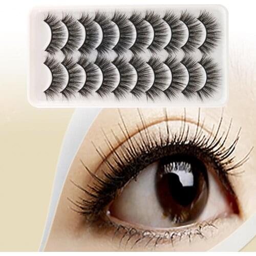 10Pairs Women False Eyelashes Thick Long Stylish Universal Fiber Makeup Extensions Eye Lashes set Box Package