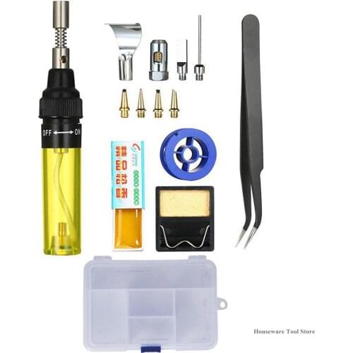 13Pcs Gas Soldering Iron Electric Blow Torch Gun Wireless Portable Butane Tools