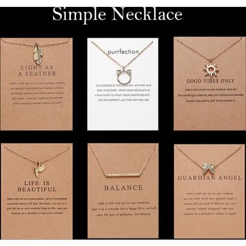 18 Style Fashion Geometry Round Necklace Sun Leaf Cat ear Pendant Gold Chain Charm Necklace for Women Bijoux Jewelry Accessories