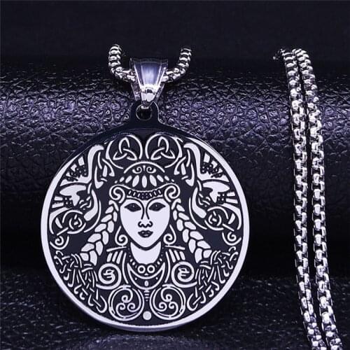 2021 Fashion Ireland Forest Goddess Stainless Steel Chain Necklace Women Silver Color Necklaces Jewelry collares N4066S02
