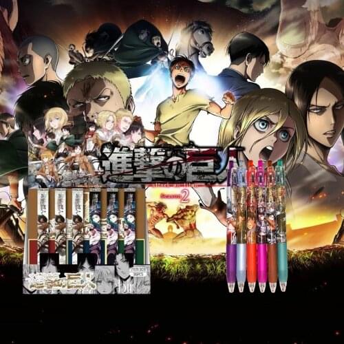 36 Pcs/box Anime Attack on Titan Pen Toy Cartoon Gel Pen Blind Mystery Box Study Stationery Toys Gift 0.5mm