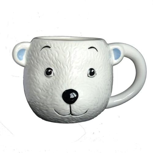 3D Stereoscopic Animal White Bear Ceramic Mug White Bear Expression Ceramic Water Cup Coffee Cup