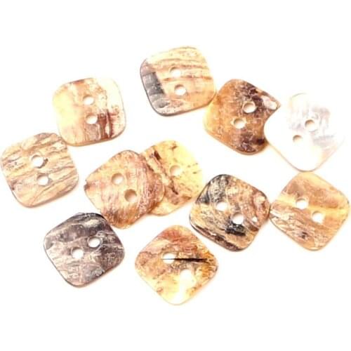 LF 50Pcs Square 12mm Shell Sewing Buttons For Cloth Needlework Flatback Scrapbooking Crafts Decorative Diy Accessories