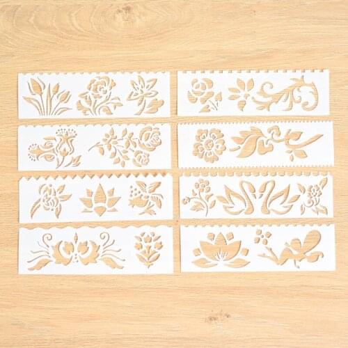 8pcs Flowers Layering Stencils For Wall Painting Scrapbooking Stamp Album Decor Embossing Paper Card Craft Template DIY