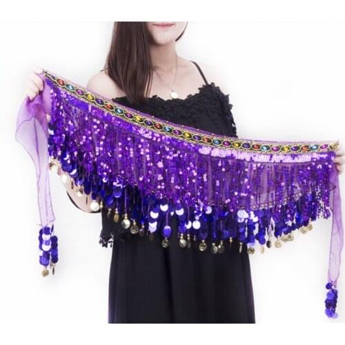 2018 Belly Dance Costume Accessories Belt Dance Indian Sequins Tassels Waist Chain Belly Dance Hip Belt Bollywood Costume Scarf