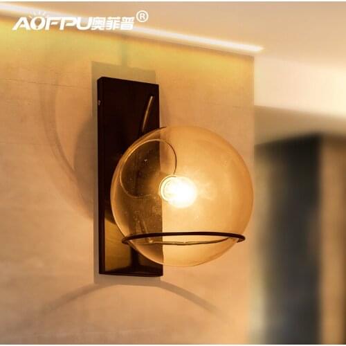 American Retro RH Wall Light Industrial Glass Ball Iron Bedroom Pub Decro Light Fixtures Free Shipping