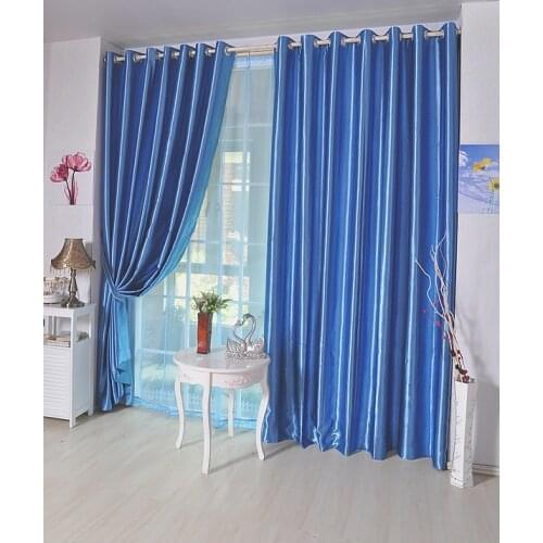 Free shipping finished product solid blue shade curtains for living room,blackout panel window curtain for home