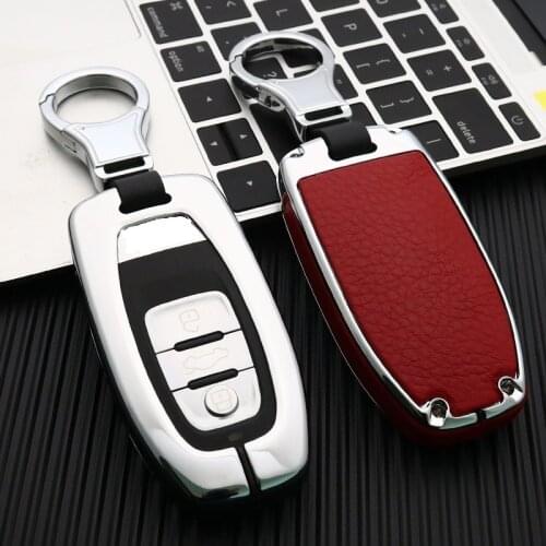 Zinc alloy+Genuine Leather car key case cover For Audi A1 A3 A4 A5 A6 A7 A8 Quattro Q3 Q5 Q7 2009 2010 2011 2012 2013 2014 2015
