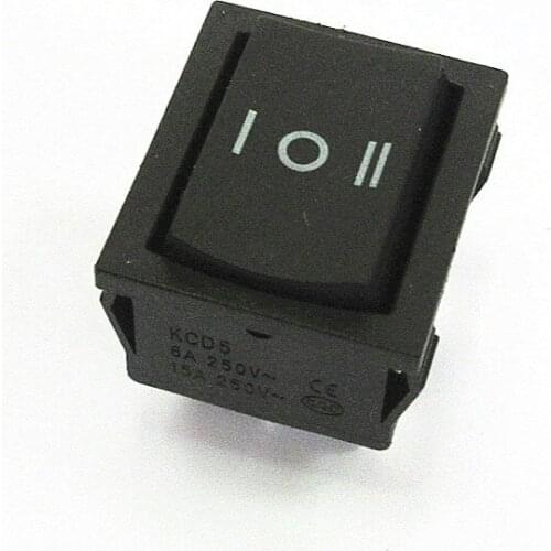 KCD5 Black Rocker Switch 3 Gear 6 Pin Warping Power Press Button Switches 21*24MM 6A 250V 10pcs