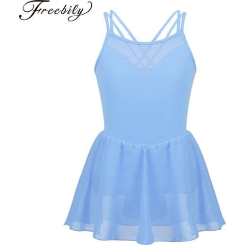 Kids Teenager Ballet Clothing Spaghetti Strap Ballet Dancer Gymnastics Leotard Dance Tutu Dress for Girls Class Dancewear