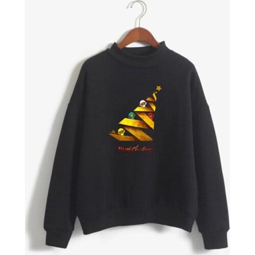 Christmas Print Turtleneck Hoodies Sweatshirt Western Festivals Spring Winter Hoodie Sweatshirts Fashion Plus Size Tracksuit 4XL