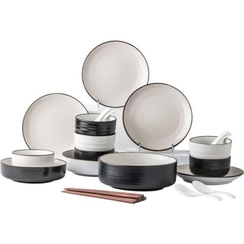 Creative Porcelain Dinner Plates Japanese Vintage Round Dinner Plates Set Solid Color Pratos De Jantar Kitchen Tableware EI50TZ