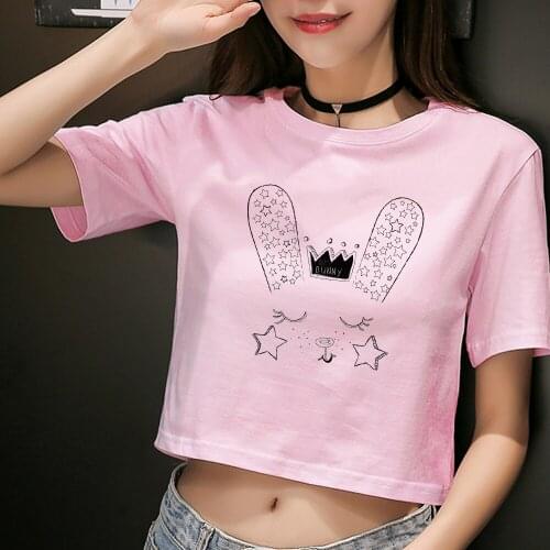 Summer Sexy Short Sleeve White Crop Tops TShirt for Women SWEET Dabbing Printed T Shirt Harajuku Fashion Tees Tumblr Shirts