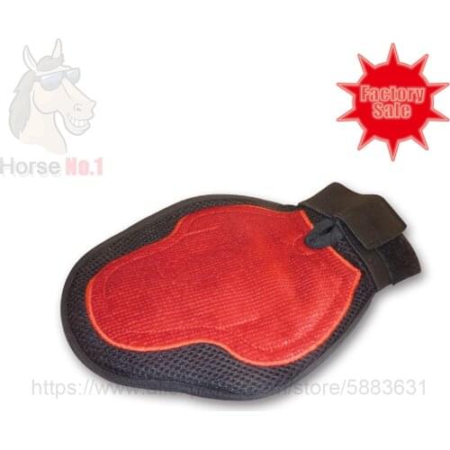 98 31015 Scrubing and shine grooming mitts flexible rubber nodules 22.5x18cm horse massage mitts double use factory direct sale