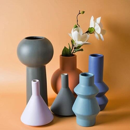 Ins Nordic Minimalist Morandi Color Modern Home Small Vase Guest Restaurant Desktop Floral Ornaments Ceramic Decoration Crafts