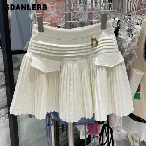 Korean Style Fashion New Workplace Ol Temperament Skirt Womens Summer Slimming Versatile Mini Miniskirt Summer Pleated Skirt