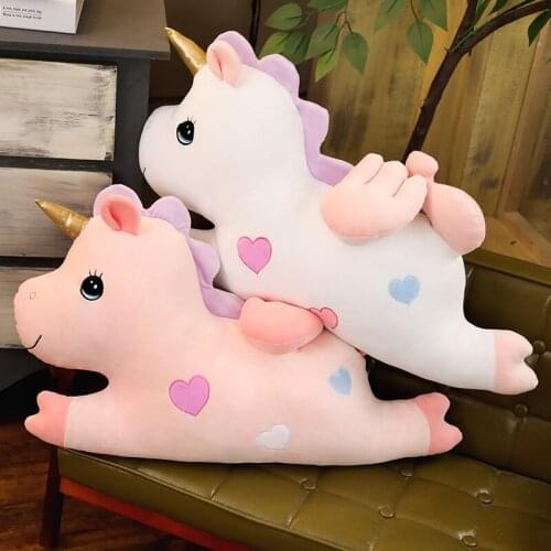 60-80cm Soft Stuffed Plush Animals Toy Unicorn Plush Toys horse Sofa Pillow cushion Baby Sleep Partner Playmate Kids Girl Gift