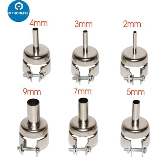 6pcs Hot Air Gun Nozzles for 850 Series Hot Air Gun Rework Station Replacement Nozzle Sleeve Motherboard PCB Soldering Repair