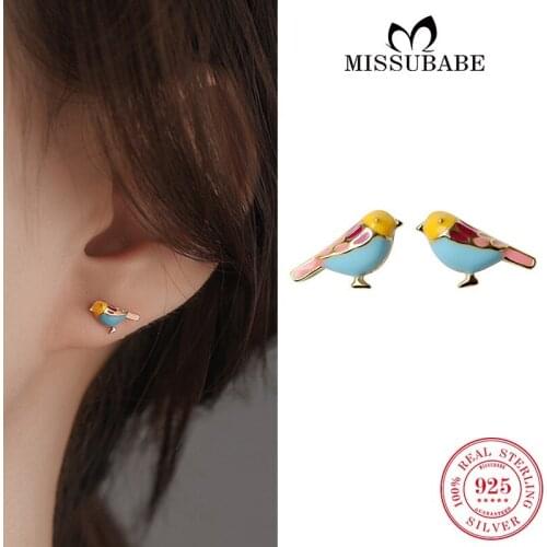 New Fine Stud Earrings S925 Sterling Silver Mini Bird Ear Studs High Quality Small Animal Fashion Jewelry For Women Ladies Girls