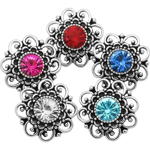 New KZ3164 Beauty Rhinestone hollow flowers 20MM snap buttons fit 18mm snap jewelry wholesale