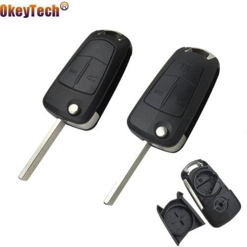OkeyTech 2/3 Button Flip Folding Car Key Shell Case Cover For Vauxhall Opel Corsa Astra Zafira Insignia Vectra with HU100 Blade