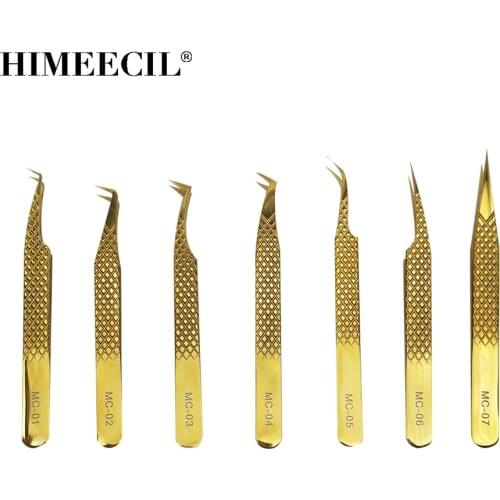 High Quality 3D Volume Eyelash Extension Tweezer Fan Gold Stainless Steel Eyelashes Tweezers For Makeup Tools