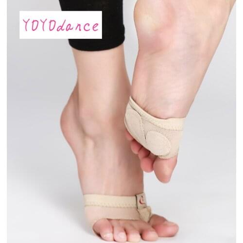 Two Holes Mesh and Cow Suede Professional Belly Toe Pad Modern Half Lyrical Dance Shoes Sandals Mesh Paws Dance Foot Thongs