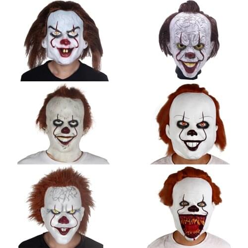 Halloween Stephen Kings It Cosplay Clown Mask Horror Room Escape Party Joker Costume Props