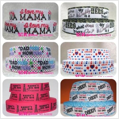 Q&N ribbon 7/8inch 22mm Mother and Father Day printed grosgrain ribbon 50yds/roll free shipping for hair bows or hair accessory