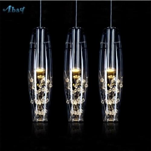 Nordic Luxury Dining Room Table Pendant Lights Balcony Aisle Hall Crystal Modern LED Bar Lamps Luster Glass Cup Decor Fixtures