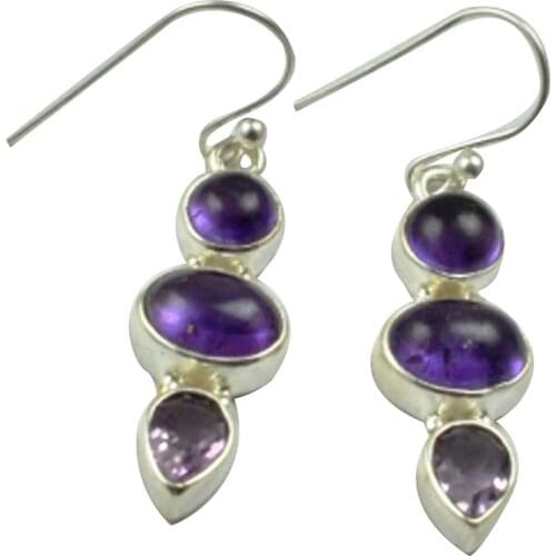Lovegem Genuine Amethyst Earrings 925 Sterling Silver, 40.7 mm, AE2226