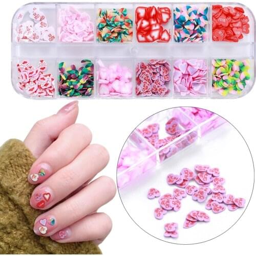 Mixed 3D Heart Fruit Slices Sticker Polymer Clay DIY Designs Slice Lemon Nail Art Sliders Nails Art Decors Nail Tips Manicure