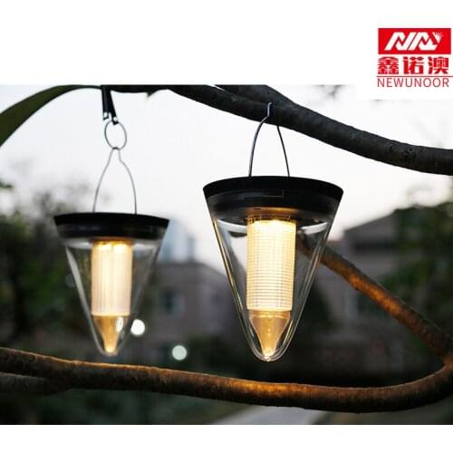 Solar Hanging Holiday Light Garden Trees Lamps IP65 Waterproof Hand Lantern for Yard Pathway Conical Star Decoration